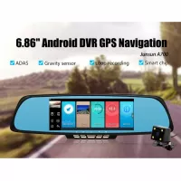 Junsun 6.86" Dual Lens Car DVR Rearview Mirror Camera w/ RU Map for Sale and Price in Pakistan