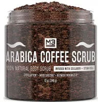 Buy M3 Naturals Arabica Coffee Scrub Infused with Collagen and Stem Cell All Natural Body and Face Scrub for Acne Online in Pakistan