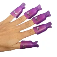 HIGHROCK 10Pcs Acrylic Nail Art Polish Remover Wrap Cleaner Superior Clip Caps (Purple)