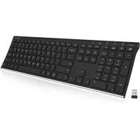 Buy Arteck 2.4G Wireless Keyboard Stainless Steel Ultra Slim Full Size Keyboard with Numeric Keypad and Windows 10/8/ 7 Built in Rechargeable Battery