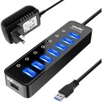 Buy Powered USB Hub 3.0, Atolla 7-Port USB Data Hub Splitter with One Smart Charging Port and Individual On/Off Switches and 5V/4A Power Adapter USB Extension for MacBook, Mac Pro/Mini Online in Pakistan