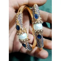 Handmade Gold Plated White Pearls Bangles