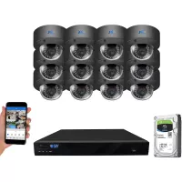 GW Security AutoFocus IP Camera System, 16 Channel H.265 4K NVR, 12 x 5MP HD 1920P Dome POE Security Camera 4X Optical Motorized Zoom, Outdoor/Indoor for Home and Business Use