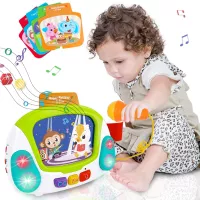 Nueplay Baby Musical Toys Karaoke Machine with Micorphone Early Learning Educational Toy with 4 PCS Touch Sensor Cards, Record and Playback, Voice Changer, Gift for Kids Boys Girls 3 4 5 6 yrs and up