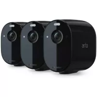 Arlo Essential Spotlight Camera | 3 Pack | Wire-Free, 1080p Video | Color Night Vision, 2-Way Audio, 6-Month Battery Life | Direct to WiFi, No Hub Needed | Works with Alexa | VMC2330B, Black