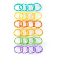 Bright Starts Lots of Links Rings Toys - for Stroller or Carrier Seat - BPA-Free 24 Pcs, Ages 0 Months Plus