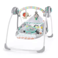 Bright Starts Whimsical Wild Portable Compact Automatic Swing with Melodies