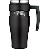 Thermos Stainless King 16 Ounce Travel Mug with Handle, Matte Black