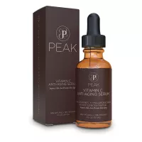 Vitamin C Serum with Hyaluronic Acid - Organic Aloe Vera and Potent Hydrating, Brightening and Recharging Ingredients for your Skin – Reduce Fine Lines – Diminish Redness – Fight Signs of Premature Aging – 20% Vitamin C Serum. 1oz, By Peak.