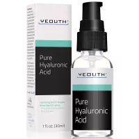 Hyaluronic Acid Serum for Face by YEOUTH - 100% Pure Clinical Strength Anti Aging Formula! Holds 1,000 Times Its Own Weight in Water, Plumps and Hydrates Skin, All Natural Moisturizer (1oz)