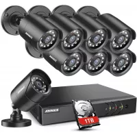 ANNKE 5MP Lite Security Camera System Outdoor 8 Channel H.265+ DVR and 8X1920TVL IP66 Weatherproof Home CCTV Cameras, Smart Playback, Instant Email Alert with Images, 1TB Hard Drive-Y200