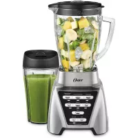 Oster Blender | Pro 1200 with Glass Jar, 24-Ounce Smoothie Cup, Brushed Nickel