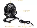Ikross Usb Fan Usb Mini Desktop Office Fan With 360 Rotation - Black For Pc Computer Laptop Chromebook Ultrabook