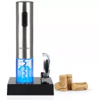 Secura Electric Wine Opener, Automatic Electric Wine Bottle Corkscrew Opener with Foil Cutter, Rechargeable (Stainless Steel)