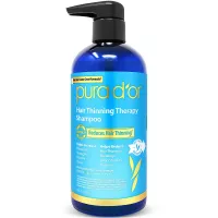 PURA D'OR Hair Thinning Therapy Biotin Shampoo ORIGINAL Scent (16 oz) w/Argan Oil, Herbal DHT Blockers, Zero Sulfates, Natural Ingredients For Men & Women, All Hair Types (Packaging may vary)