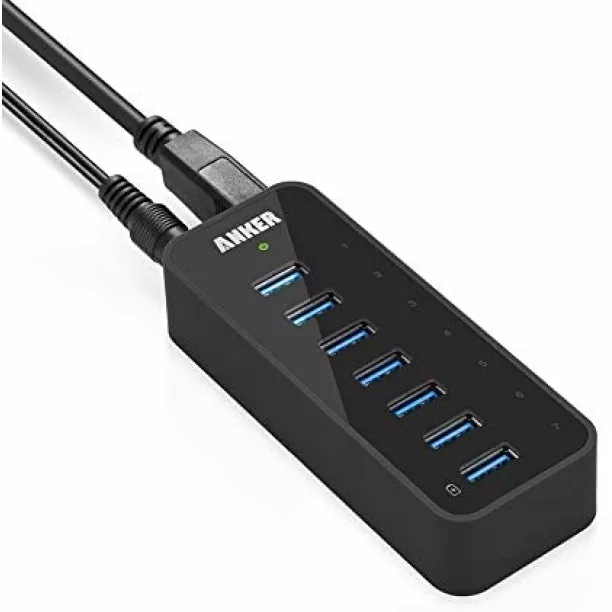 Anker 7-port Usb 3.0 Data Hub With 36w Power Adapter And Bc 1.2 Chargi..