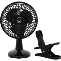 Genesis 6-Inch Clip Convertible Table-Top & Clip Fan Two Quiet Speeds - Ideal For The Home, Office, Dorm, More Black
