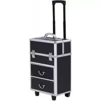 Soozier 4-Tier Portable Makeup and Cosmetic Case to Go Wherever You Want with Extendable Trays, Black