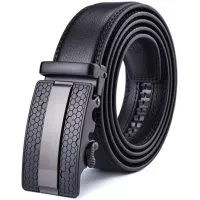 X XHtang Men's Ratchet Belt with Genuine Leather, Slide Belt for men 1 3/8 inches Wide