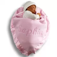 Custom Catch Personalized Baby Blanket for Girls - Pink - Newborn or Infant Gift with Name