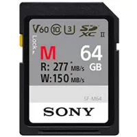 Sony M Series SDXC UHS-II Card 64GB, V60, CL10, U3, Max R277MB/S, W150MB/S (SF-M64/T2), Black