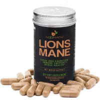 Lion's Mane Mushroom, 60 Capsules | 500mg Each, Nerve Growth Factor (NGF) & Nootropic (Focus, Memory, Brain Enhancement), Hot Water Extract, Wood Grown, Fruiting Bodies, 30% Beta-D-Glucans
