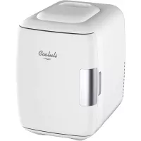 Cooluli Mini Fridge Electric Cooler and Warmer (4 Liter / 6 Can): AC/DC Portable Thermoelectric System w/ Exclusive On the Go USB Power Bank Option (White)