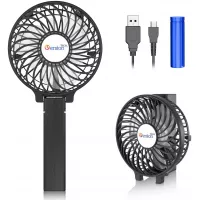 VersionTECH. Mini Handheld Fan, USB Desk Fan, Small Personal Portable Table Fan with USB Rechargeable Battery Operated Cooling Folding Electric Fan for Travel Office Room Household Black