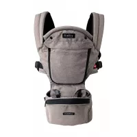 MiaMily Hipster Plus Hip Seat Baby Carrier with 6 Carry Positions incl. Ergonomic Forward Facing, Built-in Storage, Adjustable Waist Belt with Lumbar Support, for Newborn to Toddler, Stone Grey