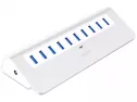 Aukey Powered Usb Hub, Aluminum 10 Port Usb 3.0 Data Hub With 12v/3a Power Adapter, 3.3ft Usb Cable For Macbook Air, Mac Mini, Imac, Laptop, Pc, Usb Flash Drives, Hdd Hard Drive (silver)