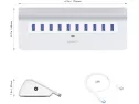 Aukey Powered Usb Hub, Aluminum 10 Port Usb 3.0 Data Hub With 12v/3a Power Adapter, 3.3ft Usb Cable For Macbook Air, Mac Mini, Imac, Laptop, Pc, Usb Flash Drives, Hdd Hard Drive (silver)