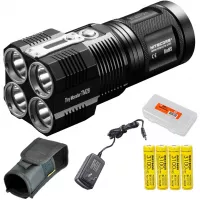 Nitecore Tiny Monster TM28 6000 Lumens 716 Yards Super Bright Rechargeable LED Flashlight w/Nitecore Rechargeable Batteries and Lumen Tactical Battery Organizer