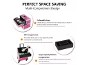 Mefeir 2-in-1 Rolling Makeup Train Case,4 Removable Travel Wheels W/lo..