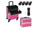 Mefeir 2-in-1 Rolling Makeup Train Case,4 Removable Travel Wheels W/lo..