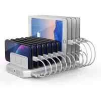 iPad Charging Station, Unitek 96W 10-Port USB Charging Dock Hub with Quick Charge 3.0, Charging Stand Compatible Multiple Device, Charging 8 iPads Simultaneously - [Upgraded Divider]
