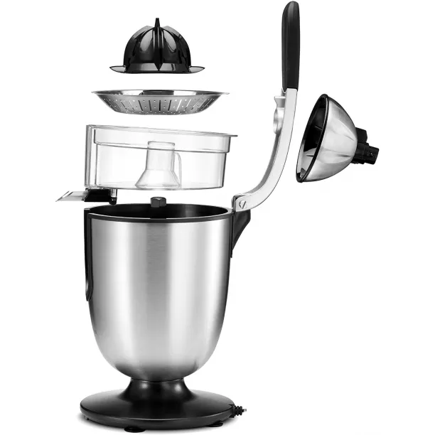 Eurolux electric orange juicer squeezer stainless steel 160 watts of top power soft grip handle and cone lid for easy use