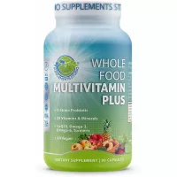 Whole Food Multivitamin Plus - Vegan - Daily Multivitamin for Men and Women with Organic Fruits and Vegetables, B-Complex, Probiotics, Enzymes, CoQ10, Omegas, Turmeric, All Natural, 90 Capsules