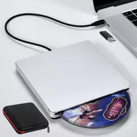 External DVD Drive,USB 3.0 Type-C Portable Slot-in CD DVD+/-RW Drive CD DVD Burner Player Superdrive for Laptop Mac PC Windows 10 Desktop,with USB 3.0 Adapter and Protactive Hard Case(Silver)