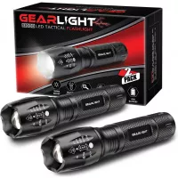 GearLight LED Tactical Flashlight S1000 [2 Pack] - High Lumen, Zoomable, 5 Modes, Water Resistant Light - Camping Accessories, Outdoor Gear, Emergency Flashlights