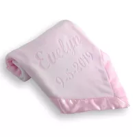 Custom Catch Personalized Baby Blanket, Pink or Blue, Boy or Girl Unisex Gift for Newborn or Infant (Multi-line Text)