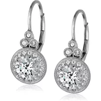 Platinum or Gold Plated Swarovski Zirconia Vintage Drop Earrings