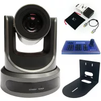 PTZOptics 20X-SDI Broadcast and Conference Video Camera (Gray) with Wall Mount and Joystick Bundle (3 Items)