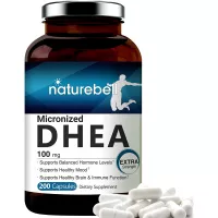 Maximum Strength DHEA 100mg, 200 Capsules, Supports Energy Level, Metabolism, Stamina for Men and Women, No GMOs, Made in USA