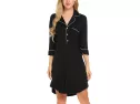 Ekouaer Nightgown Button Down Nightshirt 3/4 Sleeve &half Sleeve P..