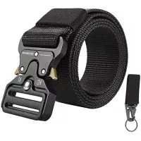 KingMoore Men's Tactical Belt Heavy Duty Webbing Belt Adjustable Military Style Nylon Belts with Metal Buckle