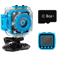 Ourlife Kids Waterproof Camera with Video Recorder Includes 8GB Memory Card (Blue)