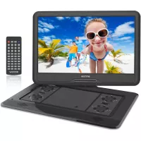 WONNIE 17.9’’ Large Portable DVD/CD Player with 15.6‘’ Swivel Screen, 1366x768 HD LCD TFT, 6 Hrs 5600mAH Rechargeable Battery, Regions Free, Support USB/SD Card/ Sync TV , High Volume Speaker