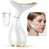 Ms.Ｗ Face Massager Anti Wrinkles, 45℃ ±5℃ Heat High Frequency Vibration Anti Aging Facial Device for Skin Tightening & Lifting, USB Rechargeable, 3 Modes