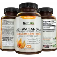 Ashwagandha 1300mg Made with Organic Ashwagandha Root Powder & Black Pepper Extract - 120 Capsules. 100% Pure Ashwagandha Supplement for Stress Relief, Anti-Anxiety & Adrenal, Mood & Thyroid Support