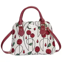Signare Tapestry Handbag Satchel Bag Shoulder bag and Crossbody Bag and Purse for women with Charles Rennie Mackintosh Rose Design (CONV-RMSP)